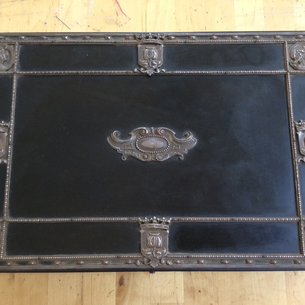 Antique Edward F. Caldwell HUMIDOR excellent beauty of black ebony and chrome